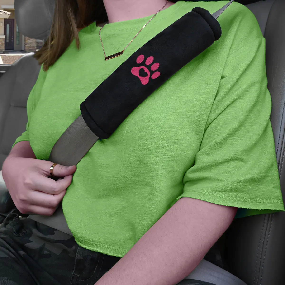 1-Pack Car Seat Belt Shoulder Cushion, Dash Designs Memory Foam Seat Belt Cover, Soft Microfiber Comfort Pad, Car Interior Accessories