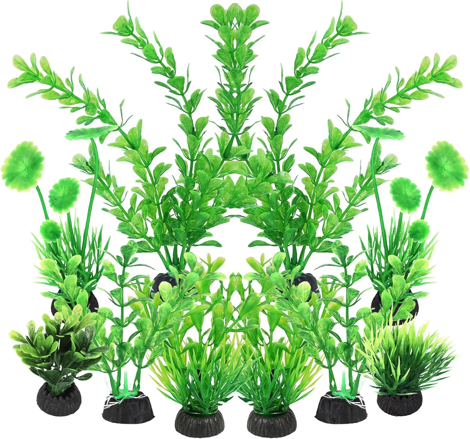 Artificial Fish Tank Plants, Plastic Aquarium Decorations, Green Accessories, 10pcs