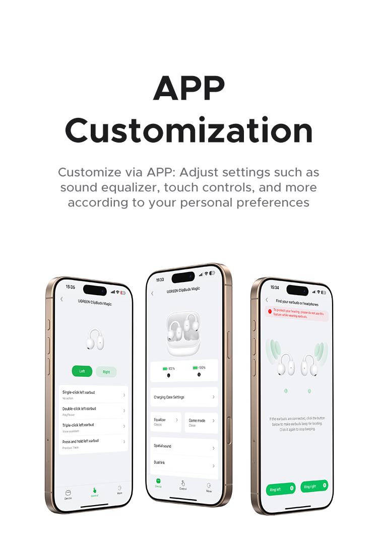 UGREEN S6 Magic Clip-on Design Wireless Earphones, Built-in Mic High-quality Sound Earbuds, with LCD Screen Display, 30H Long Playtime Touch Headphones-TikTokShopBlackFriday ,TikTokShopJumpstartSale