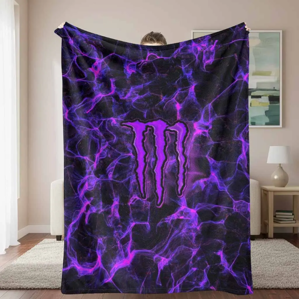 Purple Wrinkle-Resistant Electric Flannel Throw Blanket, Abstract Lightning Digital Print, Soft Warm Bedroom Decor Piece for Living Room, Ideal Office Gift, Cozy Flannel Throw for Cozy Room Vibes