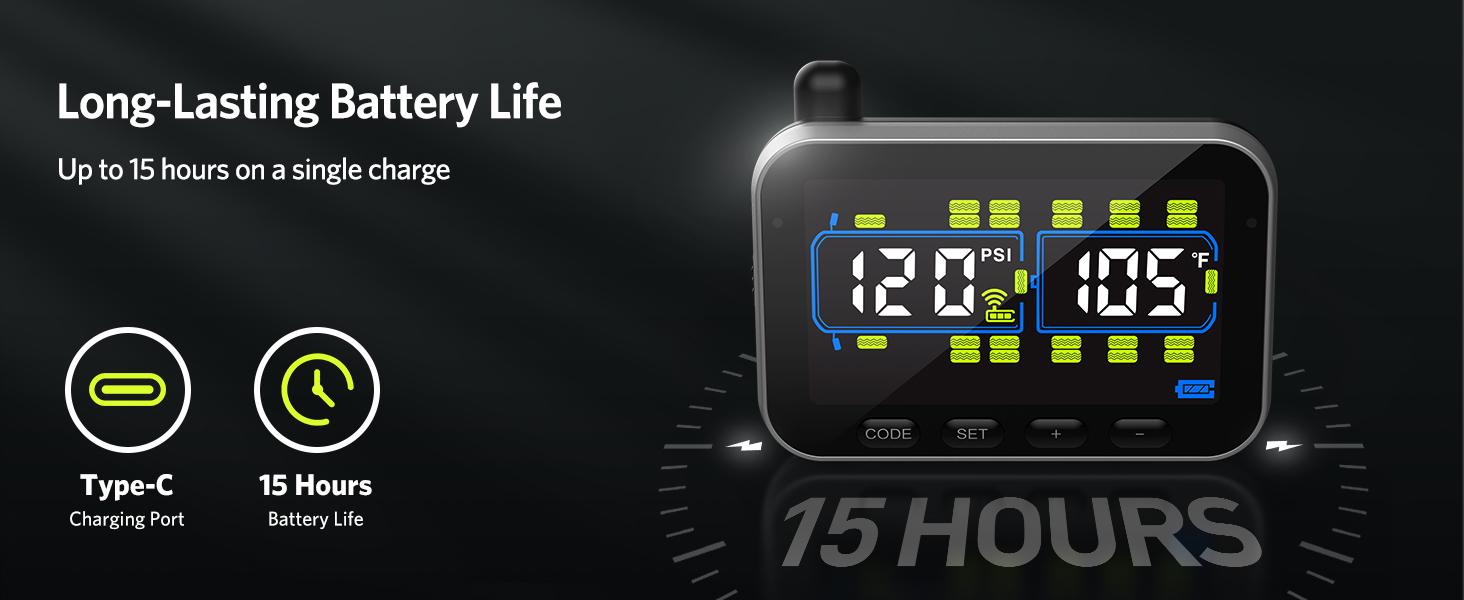 GUTA Trailer Tire Pressure Monitoring System, RV Tire Pressure Monitor with 6 Alert Modes, Power Saving Mode, Large Color Display, Long Sensing Distance, 0-188PSI TPMS for RV Trailer Semi GUTA Trailer Tire Pressure Monitoring System, RV Tire Pressure Monitor with 6 Alert Modes, Power Saving Mode, Large Color Display, Long Sensing Distance, 0-188PSI TPMS for RV Trailer Semi