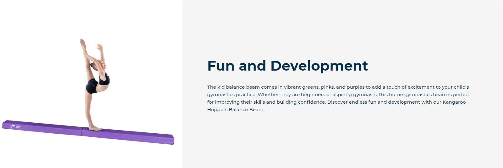 KANGAROO HOPPERS Kids 8FT Gymnastics Balance Beam - Pink, Sturdy Construction, Safe Landings, Easy Setup, Indoor/Outdoor Use, Supplier Warranty Included