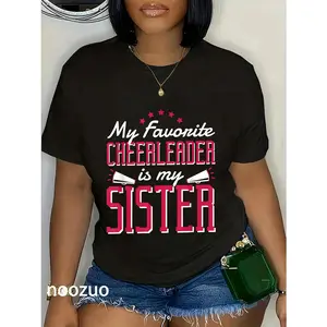 100% Cotton Favorite Cheerleader Is My Sister, Cheerleader Cheerleading T-Shirt