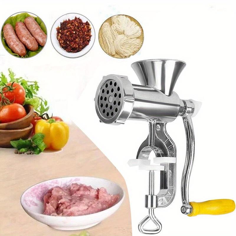Manual Meat Grinder, Heavy Duty Aluminum Alloy Hand Meat Grinder with Table Clamp, Meat Mincer Sausage Maker for Beef Pepper Mushroom