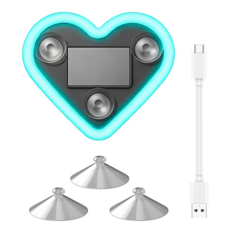 DUFIKKI Solar Powered Wireless LED Triangle Heart Shape C-Pillar Neon Light for Car Interior Decor Eco-Friendly Modern Stylish Look