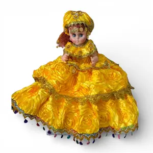 Jitana Spiritual Doll Yellow Dress – Muneca Espiritual de Santeria Oshun Orisha Yoruba, Handmade Religious Altar Decor, Botanica Spiritual Doll Figure