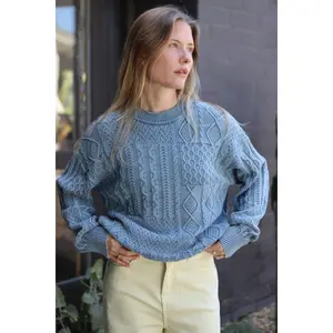 Washed Blue Patchwork Sweater