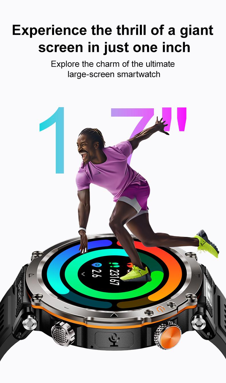 New 2026 Manly Style Smart Sports Watch LED Lights Wireless Calling Message Reminders Sports Mode Voice Assistant Weather Push Stopwatch Timer Smartwatch For Men Compatible With Android iPhone Phones