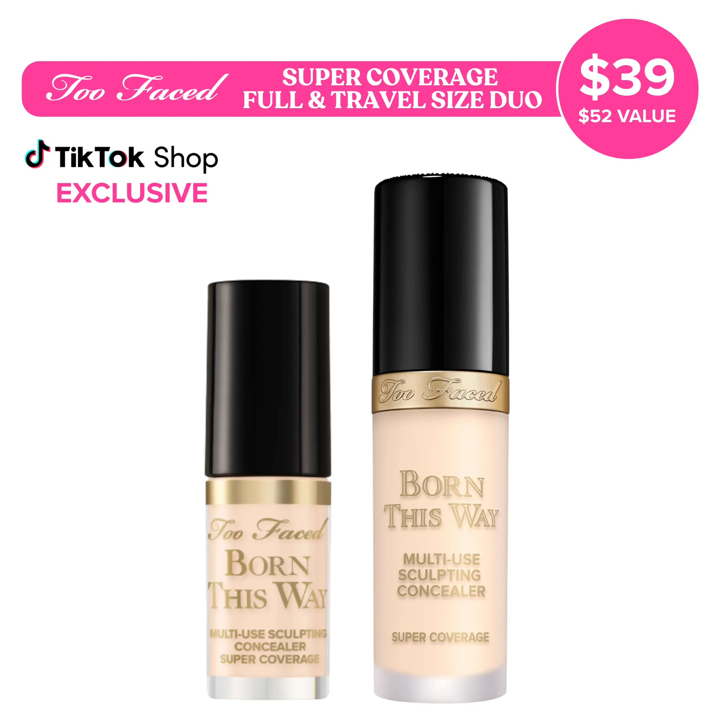 Too Faced Born This Way Super Coverage Multi-Use Concealer Full Size & Travel Size Duo