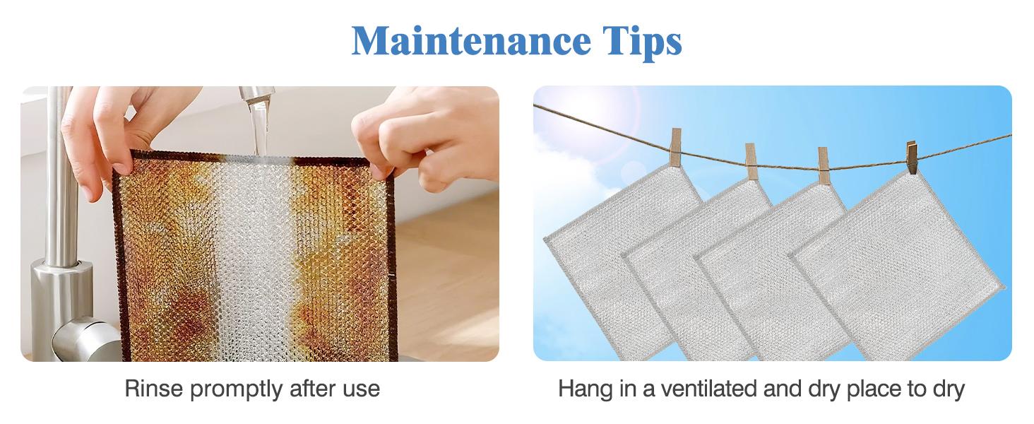 10 Counts Non Scratch Wire Dishcloth Multipurpose Wire Dishwashing Rag Metal Scrubbers for  for Wet and Dry Cleaning, 2-Layer Kitchen Cleaning Cloth Cleaning Tool