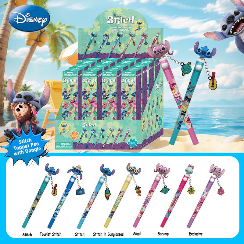 Disney Stitch Pen Blind Box 1PC Officially licensed PVC 3D Head Topper Spinning Pen Anime Figure Collector Fan Gift Stitch Angel Scrump Exclusive