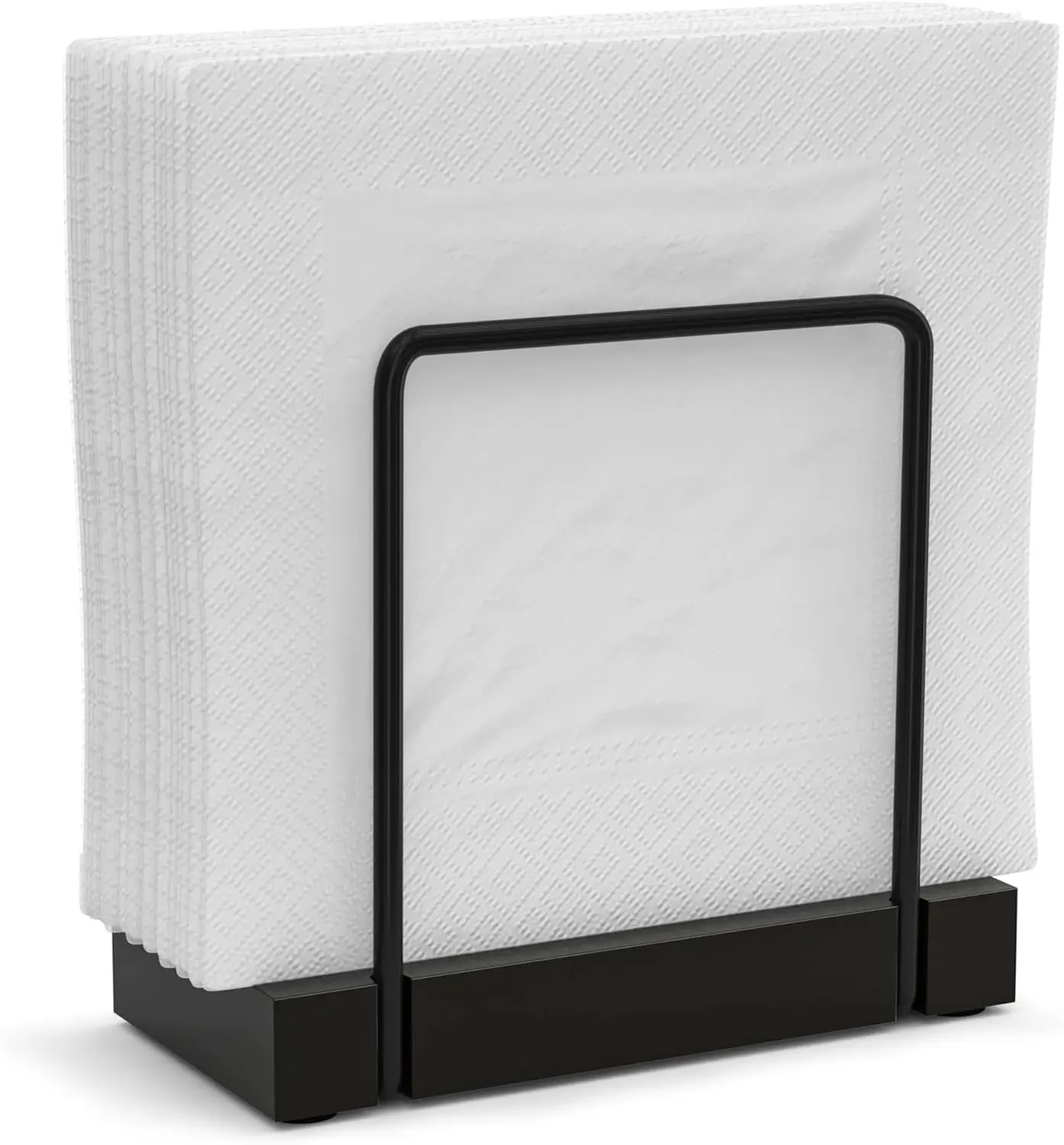 Bamboo Iron Standing Napkin Dispenser for Kitchen Dining Farmhouse Cocktail Picnic Bar Rustic Wood Holders for Paper Mail Bills Black