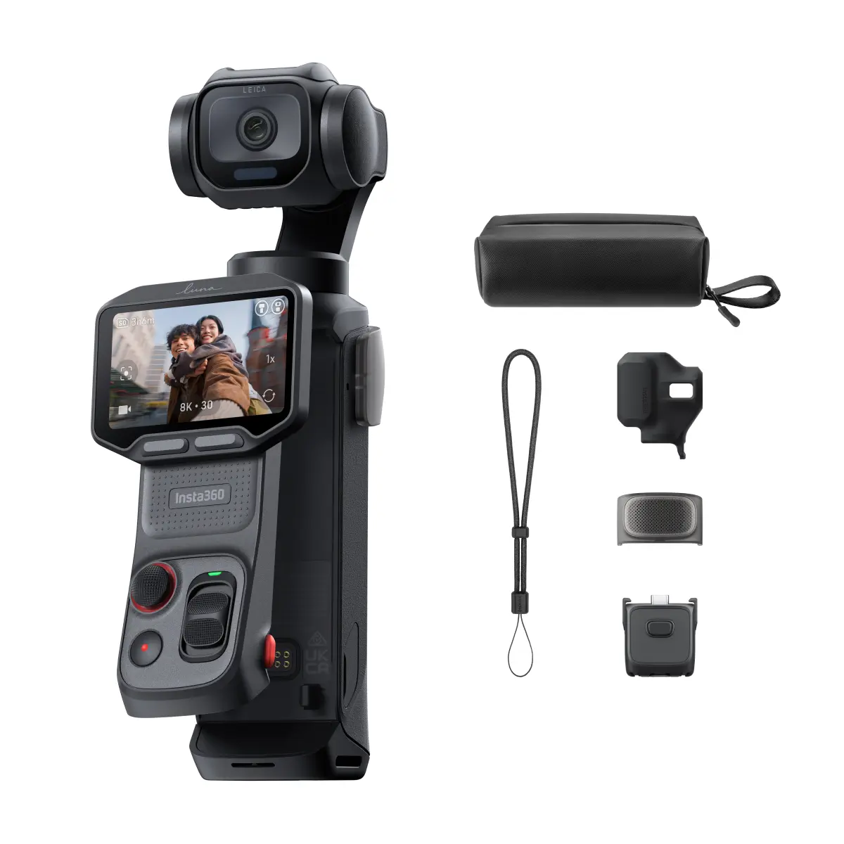 Insta360 Luna Pro - 8K Gimbal Camera，Shoot in 8K with 1" Leica sensor, 10-bit color, detachable 2" OLED screen, 6x zoom, and smooth, stable footage in any light.