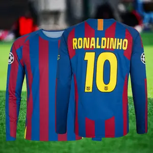 0506 Home Long Sleeve Top No. 10 No. 80 Ronaldinho Soccer Jersey Quick Dry Final Edition