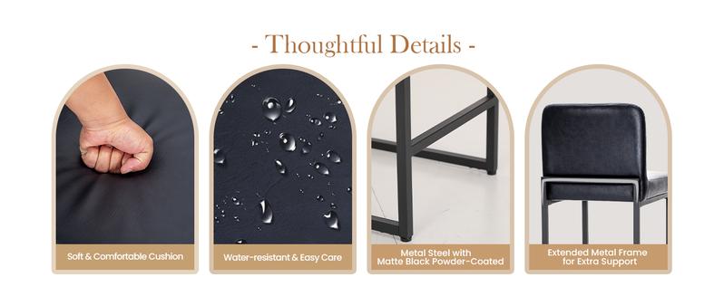 【Sophia & William】Modern Bar Stools Set of 1/2/3/4, 24'' PU Leather Counter Height with Back, Waterproof, Metal Frame, Kitchen Island & Home Bar Chairs