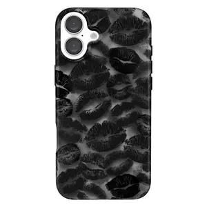 Black lip print pattern iPhone Case for iPhone 17 Air 16 Plus 15 Promax 14 13 12 11 Pro,and Samsung Galaxy S26 S25 S24 FE S23 Ultra.MFL116