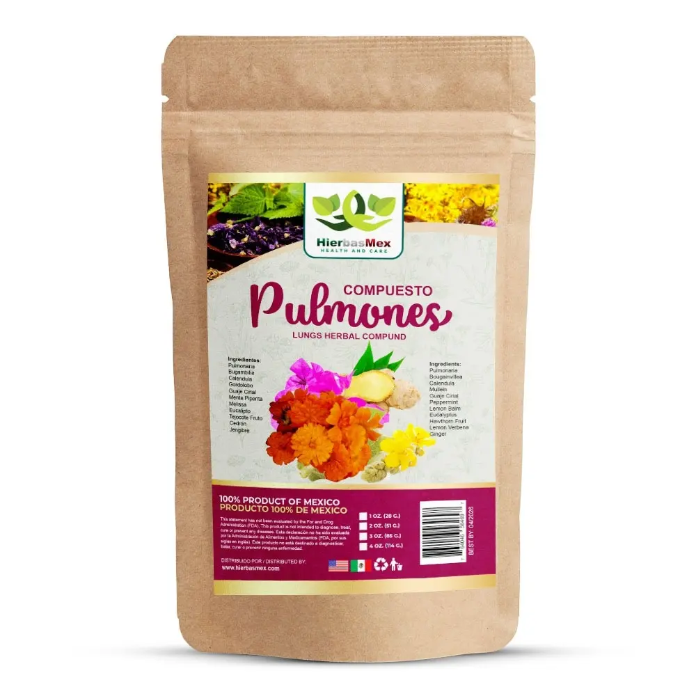 Compuesto Herbal Pulmones Lung Support Herbal Compound Tea 4 oz.-113g Natural Mexican Herb Hierba Wild Crafted