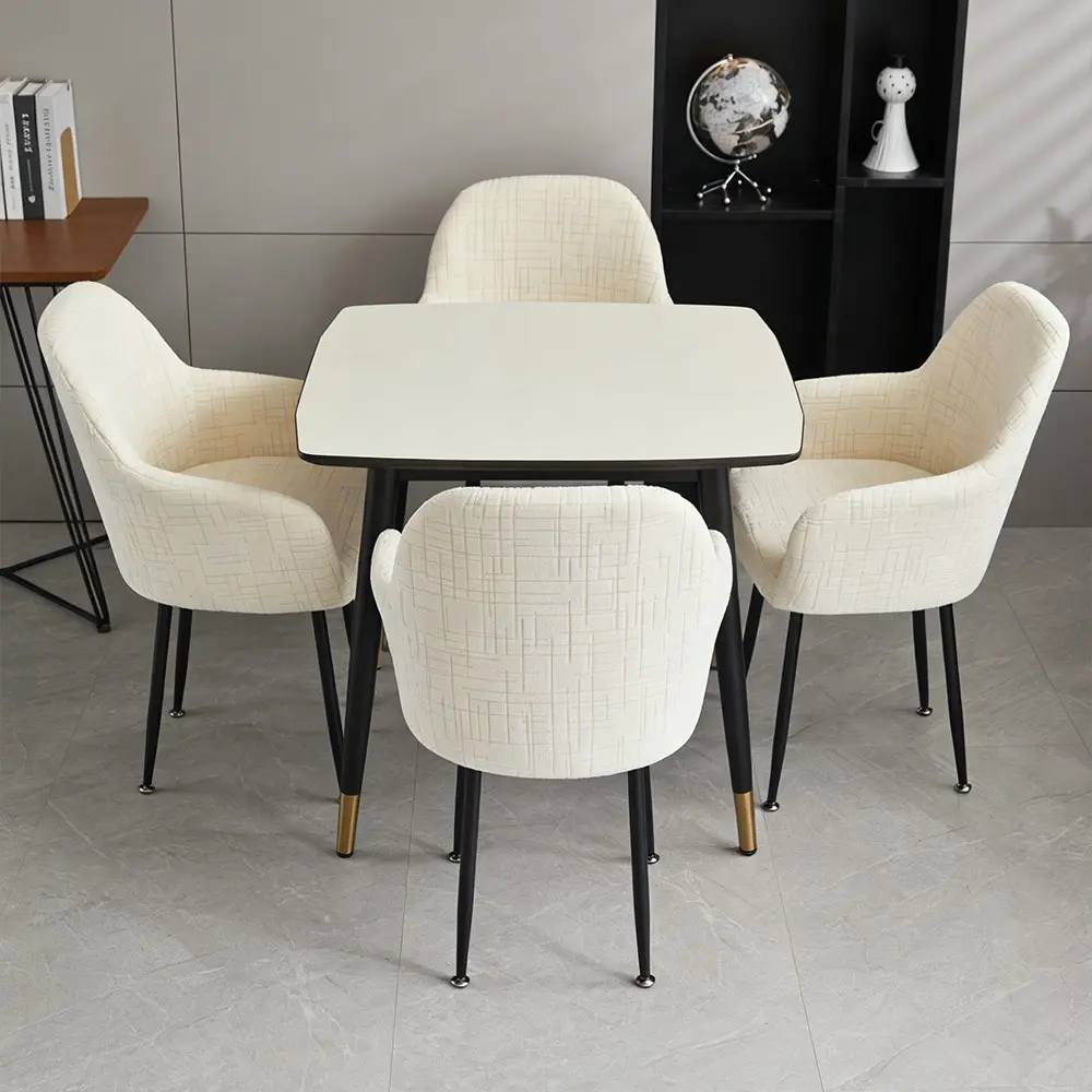 Classic Fashion Geometric Embossed Chair Cover, Dining Chair Slipcover, Anti-Slip Dustproof Pet Friendly, Universal Fit Home Office Chairs, Dining Room Chair Covers
