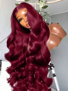 99J Burgundy Lace Front Wigs Human Hair Wigs for Women Body Wave Burgundy Wig Human Hair Pre Plucked 13x4 HD Lace 99J Wine Red Lace Front Wig 26 Inch 180% Density