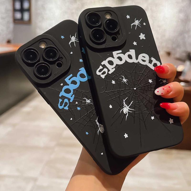 Dark Spider Web Design Tpu Anti-Drop Phone Case Set, Soft Full Coverage for iPhone  17 16 15 14 13 12 11 Pro Max Plus X XS XR mini Creative Gift for Couples & Friends