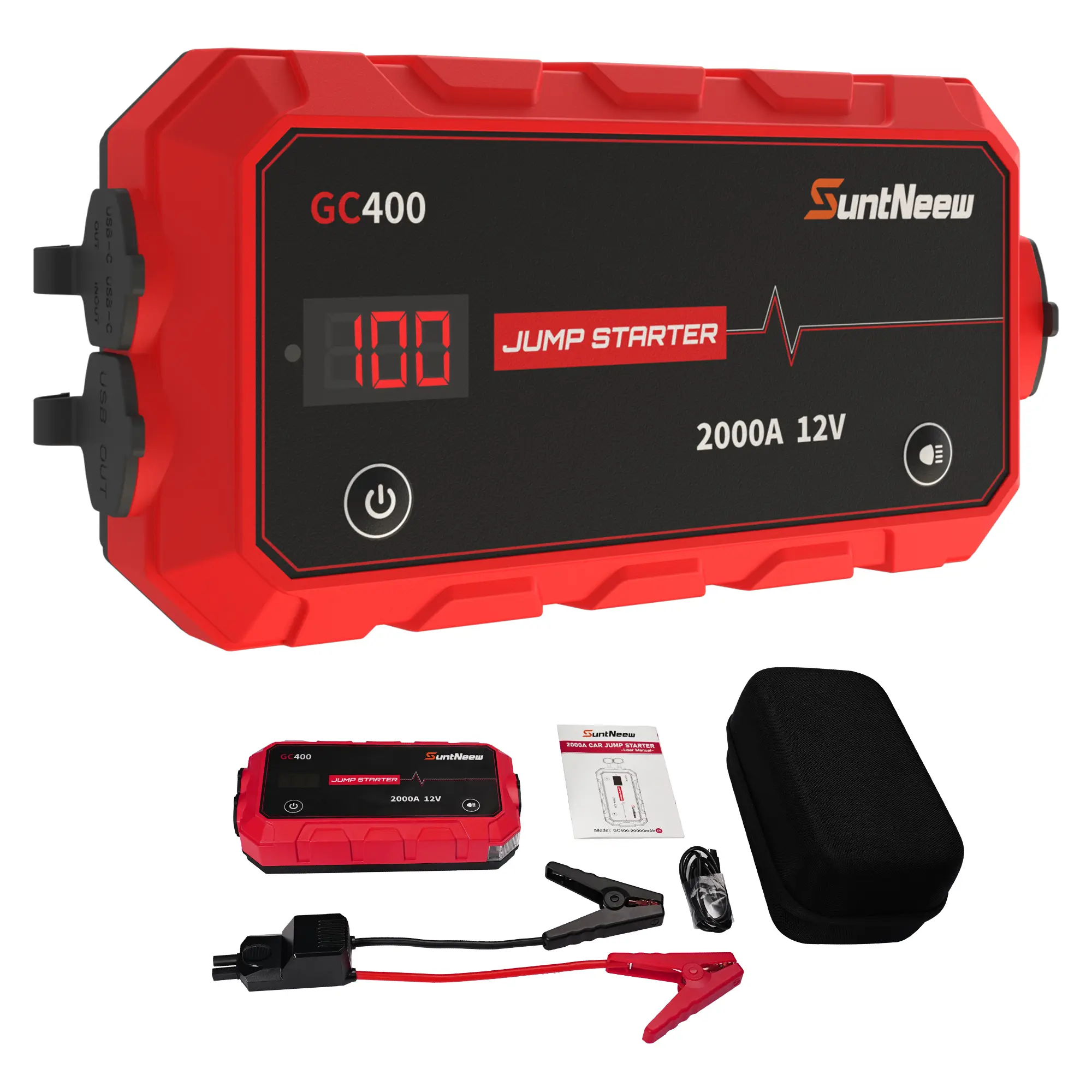 SuntNeew Winter Savior Car Jump Starter Jumper Box Booster Power Bank Battery Charger High Capacity Portable & Versatile for Car Battery Boost Emergency Light