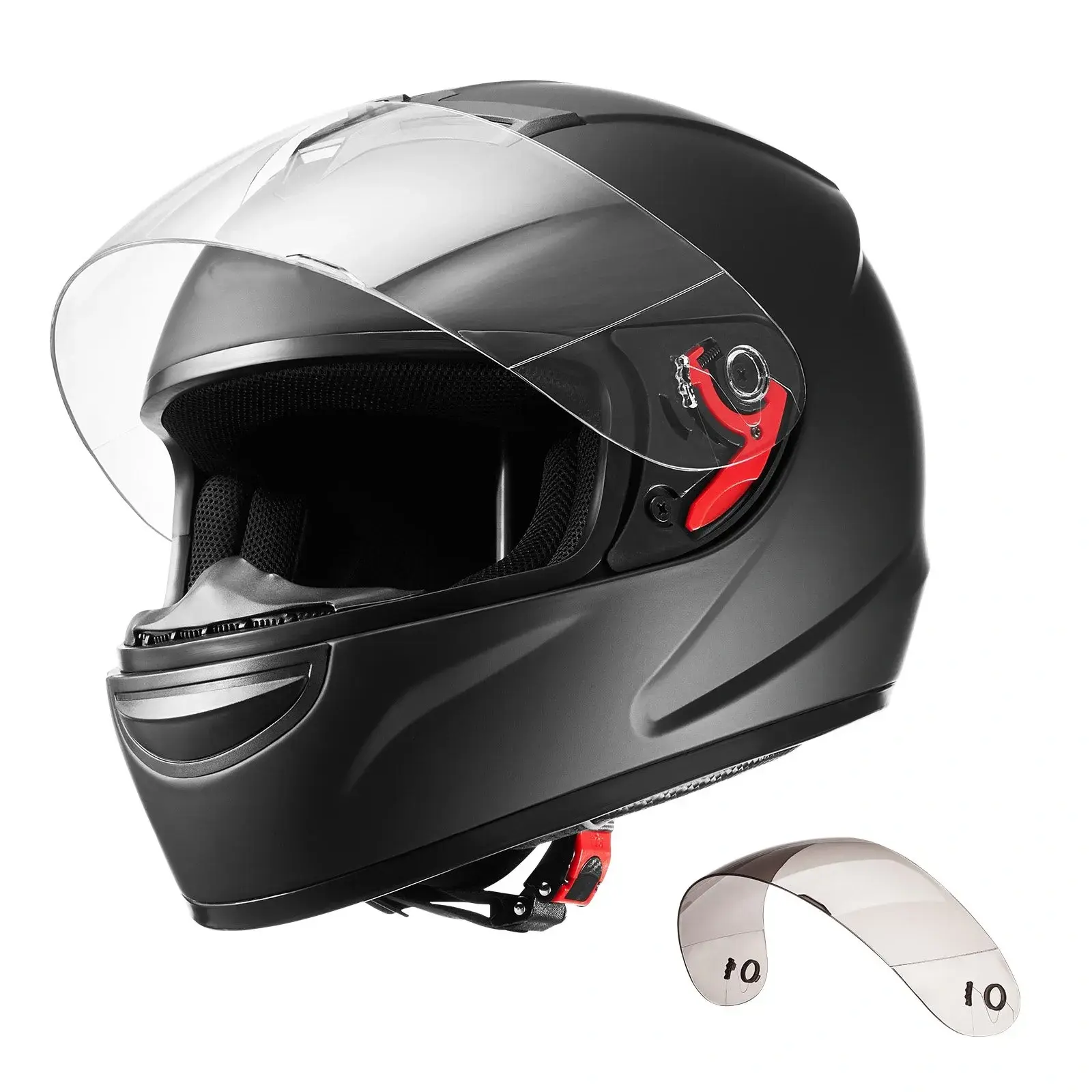 DOT-Approved Adult Full-Face Motorcycle Helmet - Matte Black (L), Dual Tinted & Clear Visors, Detachable Liner for Men & Women, Motocross Dirt Bike Racing Street Use