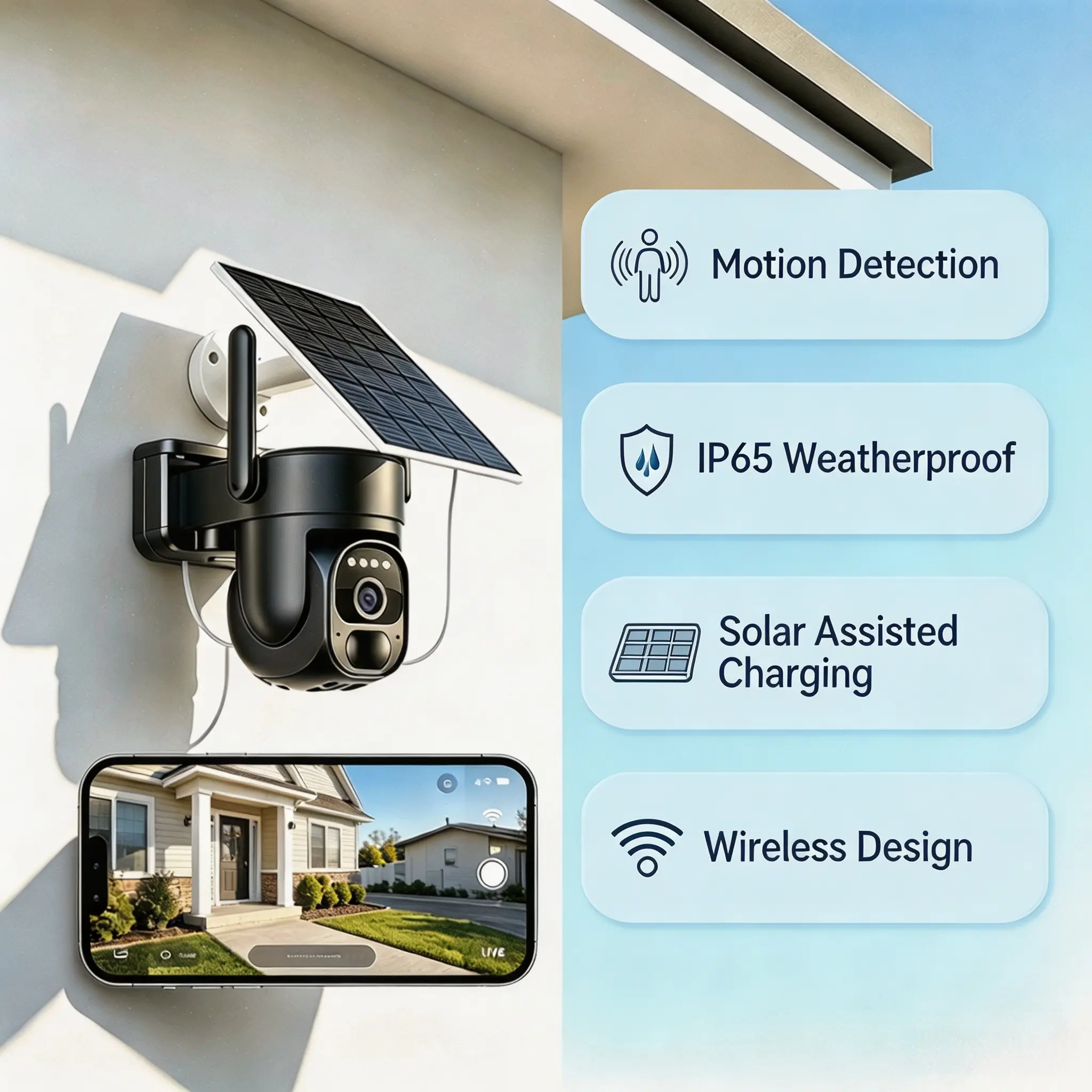 VUN 4G Wireless Rechargeable Solar-Powered Digital Outdoor Security Camera with High-Efficiency Solar Panel, IP65 Waterproof, Night Vision, 2-Way Audio, 360° View, Human Detection, Dual-Band WiFi, Easy Installation for Home Surveillance, Digital Camera