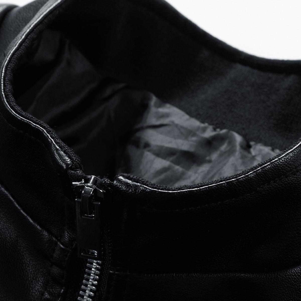 Men'S Slim-Fit Faux Leather Bomber Jacket - Black, Blue, Zip-Up , Long Sleeves, Casual & Versatile for Daily Wear, Casual Outerwear | Minimalist Jacket | Polyester Lined Jacket,  Menswear Tops Coats ,Stylish Zipper