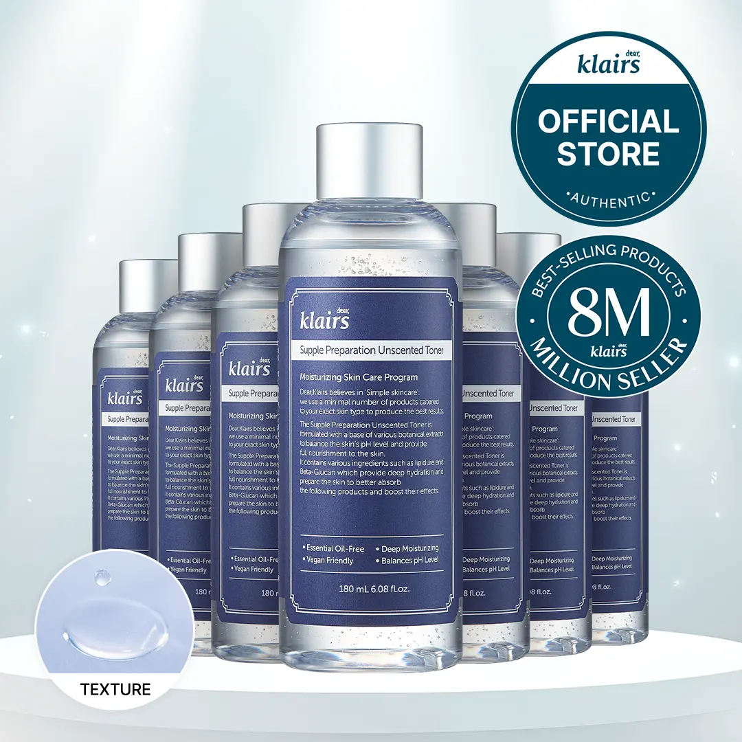 [Dear Klairs Official] Supple Preparation Unscented Toner 180ml - Lightweight Essential Oil-Free Alcohol-Free Korean Skincare Facial Moisturizer Hydrating Hyaluronic Calming Comfort Sensitive