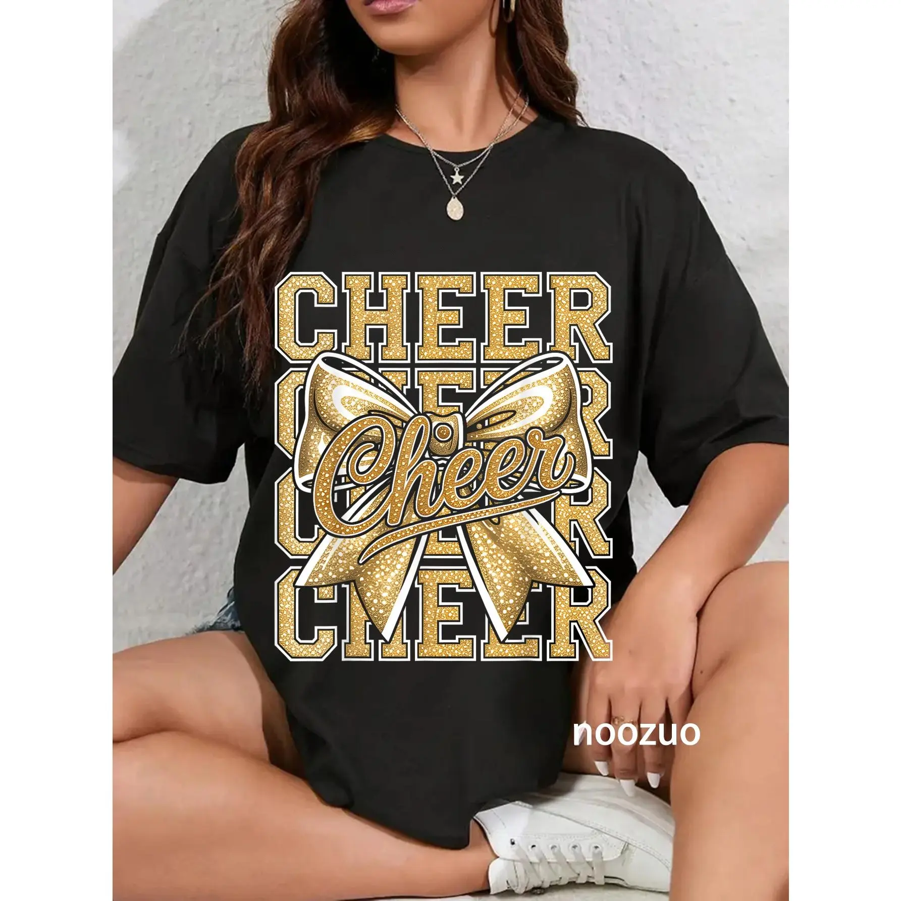 100% Cotton Cheer Gold Funny Cheerleader Coquette Cheerleading Outfit T-Shirt