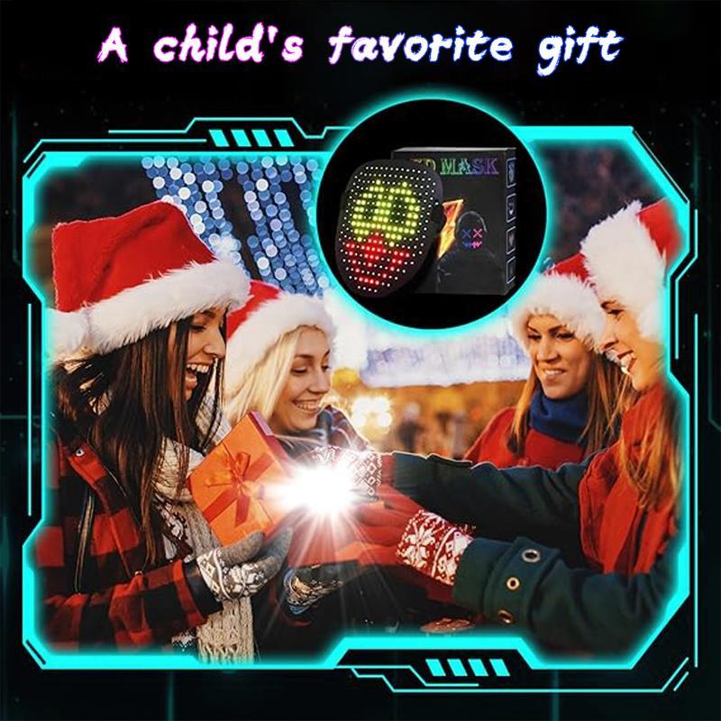 LED Face Mask Gesture Sensing 50 Patterns, Rechargeable LED Glow Mask Changing for Christmas 2025 New Year Rave Party, Light Up Face Mask Scary Cool Masks for Adults Unisex Cosplay Festival Gifts