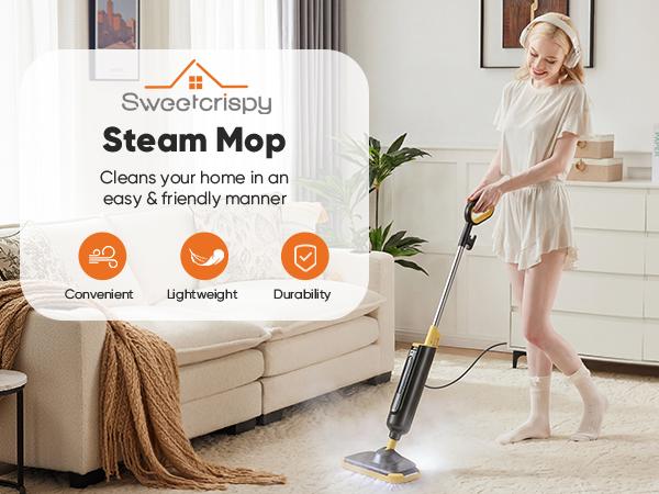 【NEW COLOR】Steam Mop for Floor Cleaning,Lightweight FloorCleaner for Hardwood/Tile/Laminate Floors Carpet,With 2 Pads