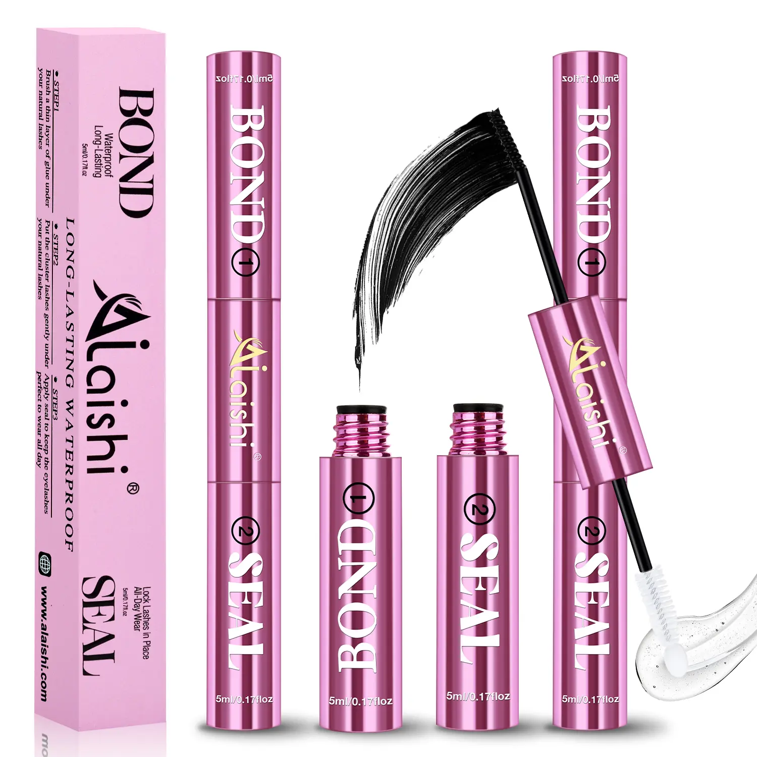 Ailaishi 2-in-1 Eyelash Bond & Seal Cosmetic Lash Glue - Waterproof, Long-Lasting Strong Hold for Cluster Lashes, Easy-to-Use for Beginners, Includes Makeup Remover (DealsForYouDays),back to school