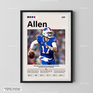 [Sale Up To 40%] [Unframe] Josh Allen Buffalo Football Poster, Buffalo Football Wall Art, Professional Athlete Illustration, Buffalo Football Decor, Modern Game Day Artwork Print