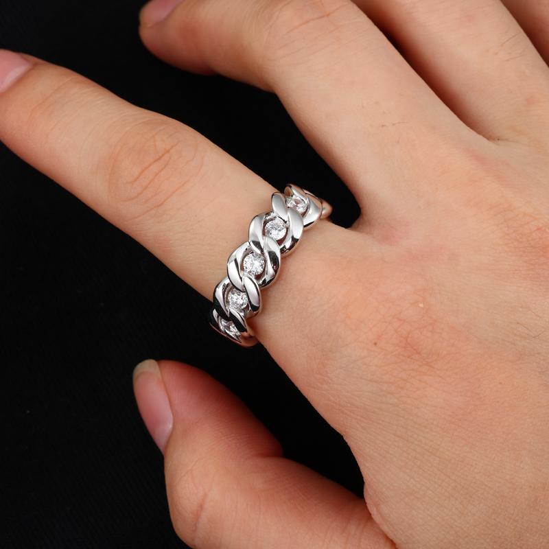 【#R456 】Cuban Ring UCCIYO S925 Sterling Silver Synthetic Moissanite Ring for Women Men Hip Hop Jewelry Gift