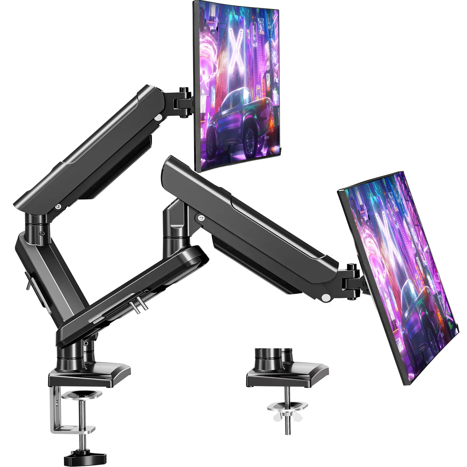 MOUNTUP Dual/Single Monitor Arm - Adjustable Monitor Arm Mount Platforms & Stands for 13"-32" Multi-Size Screens, Height-Adjustable Office Desk Mount for Optimal Workspace Setup