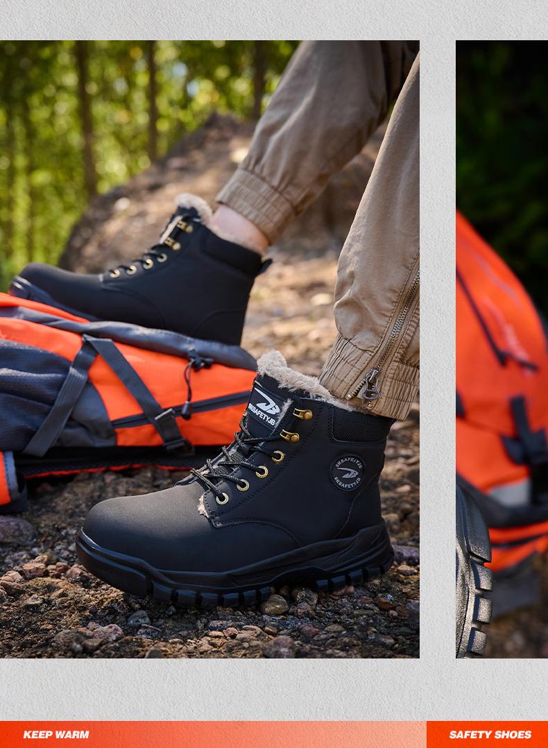 Rotating Buckle Shoelace Work Shoes Waterproof Wear-Resistant Warmth Insulated Anti-Puncture Anti-Smash Steel Toe Safety Shoes