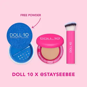 Hydrate & Cover Bundle X @Stayseebee | Peptide Bounce Balm Foundation, WaterBlur Powder, and Brush