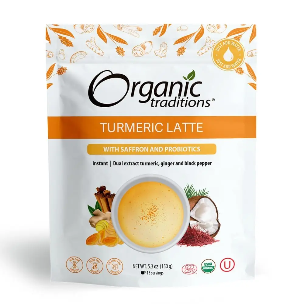 Organic Traditions Turmeric Latte – Creamy Coconut Milk Base – Saffron ...