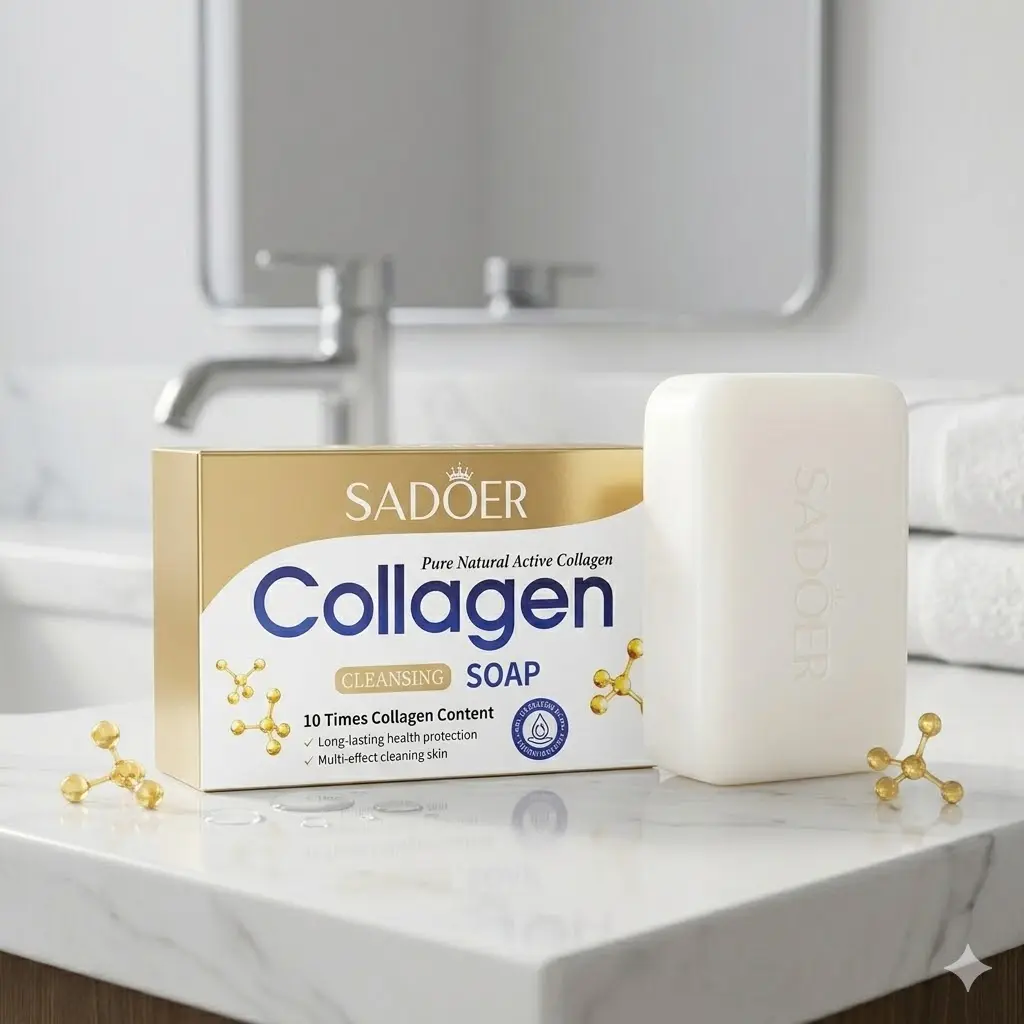 Brightening Collagen Soap Bar - Hydrating Face & Body Cleanser and Moisturizer for Youthful Skin - For Acne-Prone & All Skin Types, 100g, Body Care, Daily, Smooth