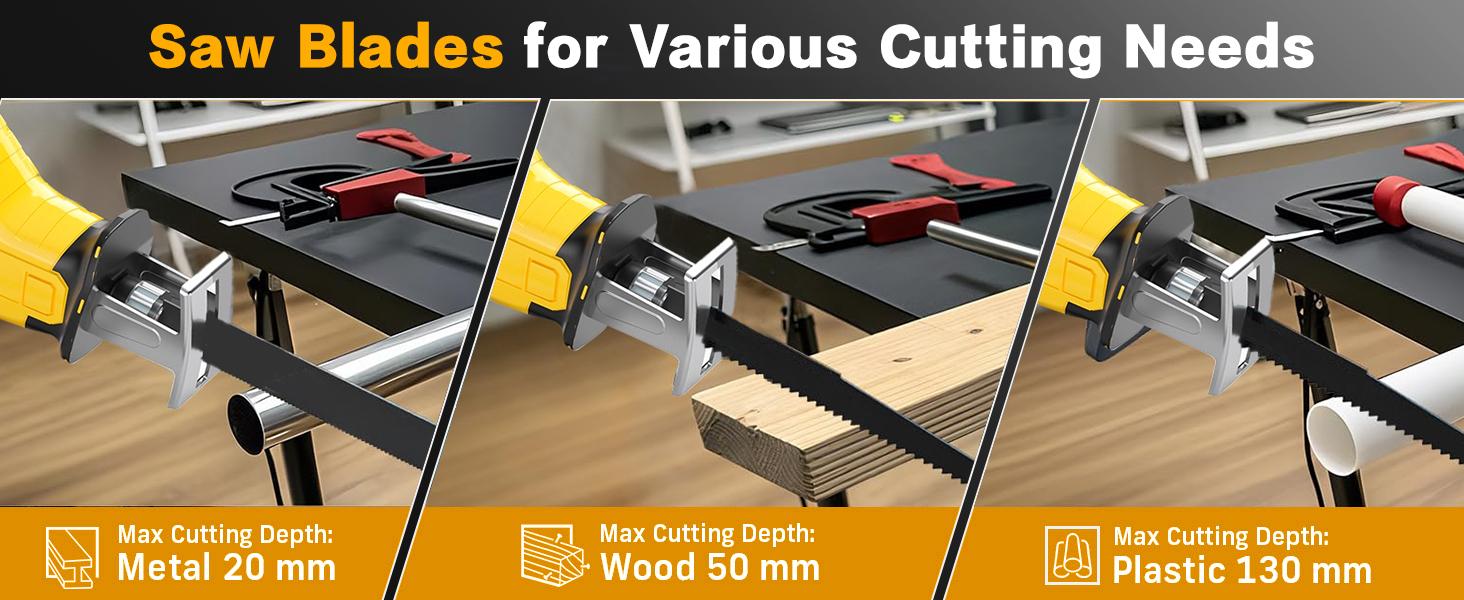 Cordless Reciprocating Saw, 0-3500 RPM Electric Saws with 4 Blades & 2 Batteries, Tool‑Free Change, Handheld Saw Lightweight, Battery Reciprocating Saws for Cutting Wood PVC Pipe (Yellow) Cordless Reciprocating Saw, 0-3500 RPM Electric Saws with 4 Blades & 2 Batteries, Tool‑Free Change, Handheld Saw Lightweight, Battery Reciprocating Saws for Cutting Wood PVC Pipe (Yellow)