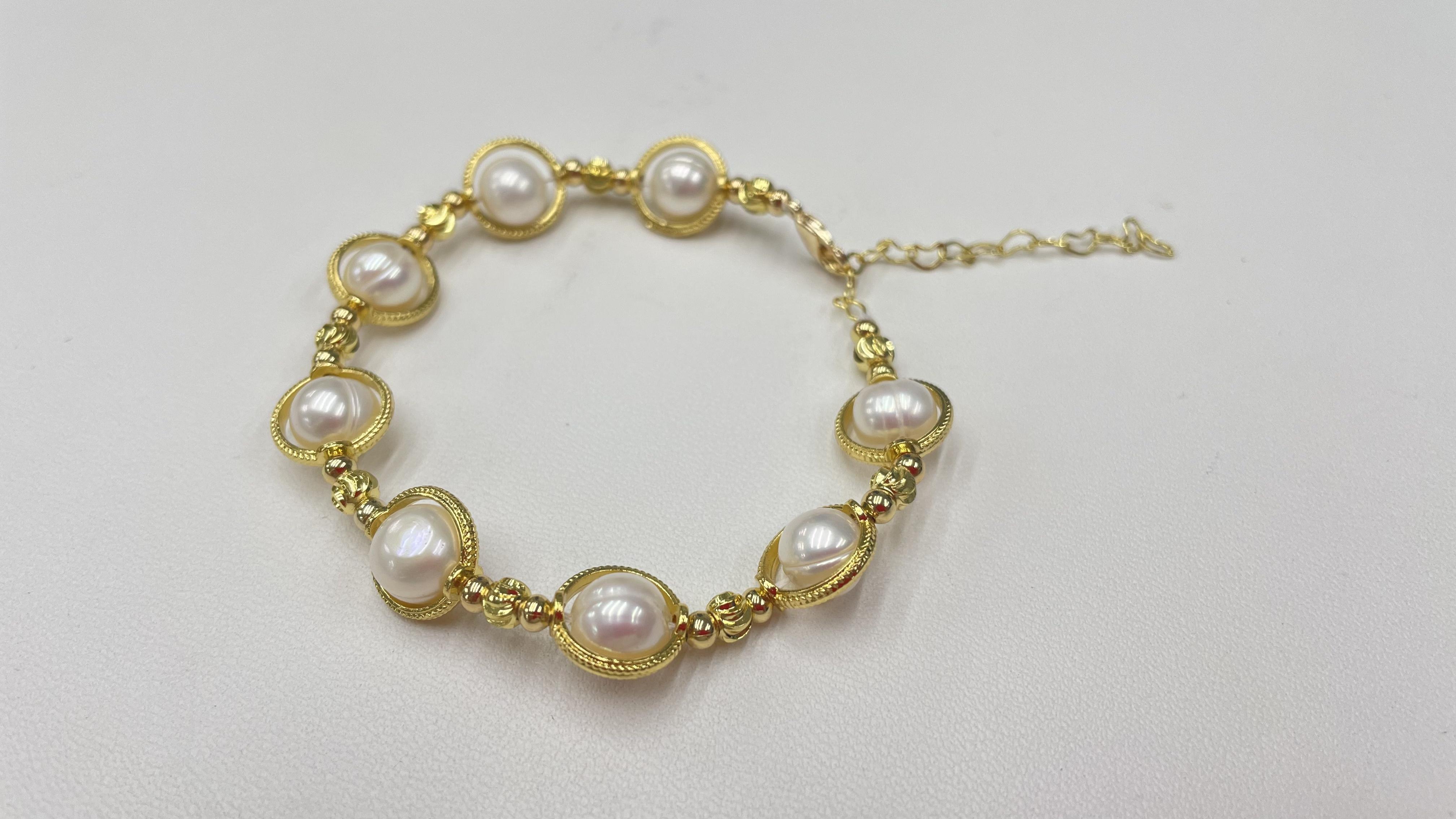 Freshwater Pearl Natural Pearl Bracelet Planet Design Bracelet Classic Fashion Gift giving Versatile Adjustable Tail Chain