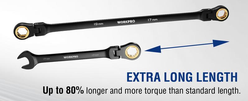 #JumpstartSale WORKPRO 22-Pack Ratcheting Wrench Set, Anti-slip Teeth, Ratchet Combination Wrench Sets with Organizer Box, Metric 6-18mm & SAE 1/4-3/4", Black Electrophoretic Coating