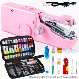 85Pcs Portable Handheld Sewing Machine, Sewing Machine for Beginners, Portable Electric Mini and Small Handheld Kit for Adult Use, Includes Instructions and Accessories, Sewing Hemming Quick Stitching (Black-1)