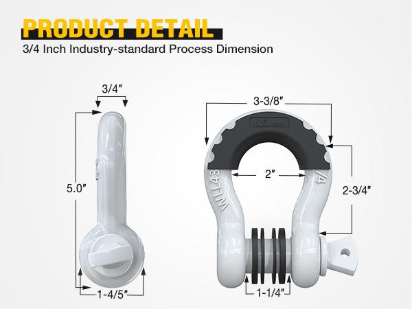Nilight 2 Pack 3/4" D-Ring Shackle with 7/8" Screw Pin 41,887lbs Break Strength, Heavy Duty Off Road Recovery Shackle with Isolators Washers for Use with Tow Strap, Winch, Off-Road Jeep Truck Vehicle Atv Car Accessories