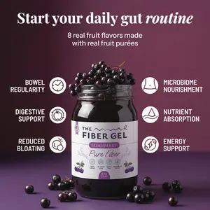 The Fiber Gel Elderberry: Smooth & Spoonable Plant-Based Prebiotic Fiber Gel (Psyllium Husk + Inulin), All Natural&No Sugar Added | Made in USA