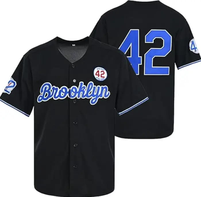 Legend 42 Black Baseball Jersey, Vintage 90s Hip Hop Button Down Shirt, Men's 3D Printed Streetwear Sports Jersey