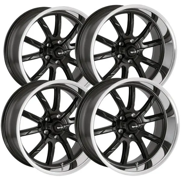 (Set of 4) Staggered Ridler 650 18x8,18x9.5 5x4.5" +0mm Black Wheels Rims