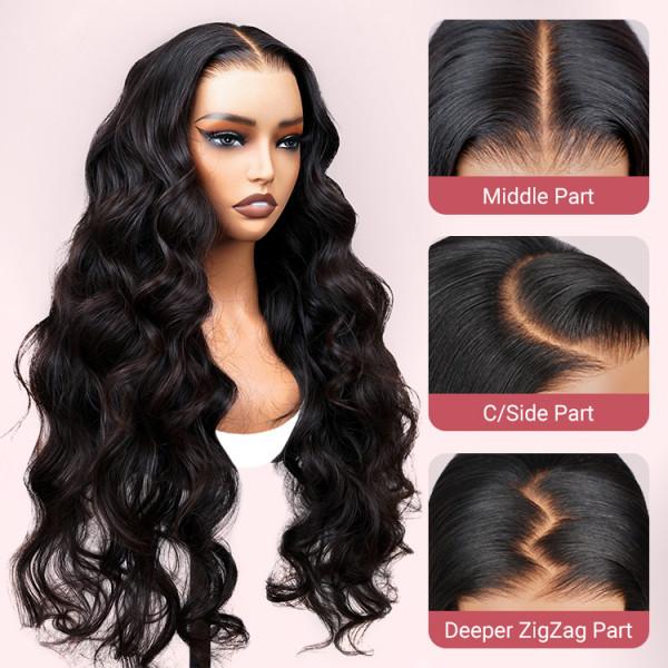 West Kiss Pre Cut Ready Go Glueless Wig Body Wave 7x4 Lace Closure Wig Human Hair 7x5 Closure Wig Bleached Knots Pre Plucked 250% Density Gluleless Wig For Women FebruaryFaves