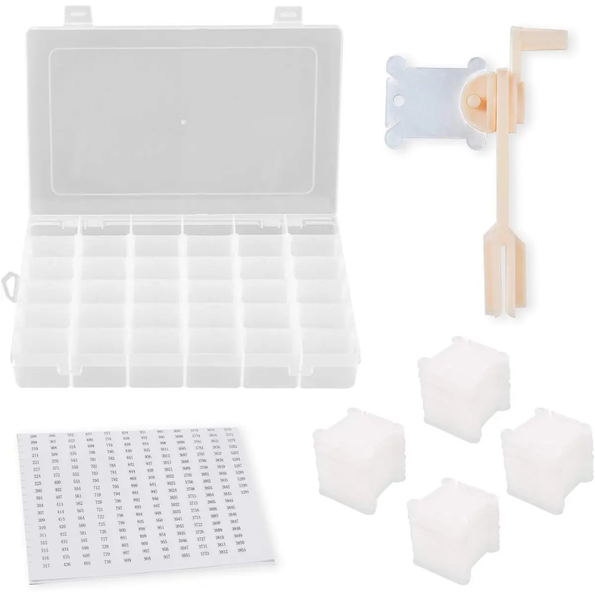 36-Compartment Embroidery Floss Organizer Box with 100 Plastic Bobbins - Sewing Accessories and Supplies for Cross Stitch, Floss Projects, Yarn Storage, Cross Stitch Embroidery, Embroidery Floss Yarn Storage